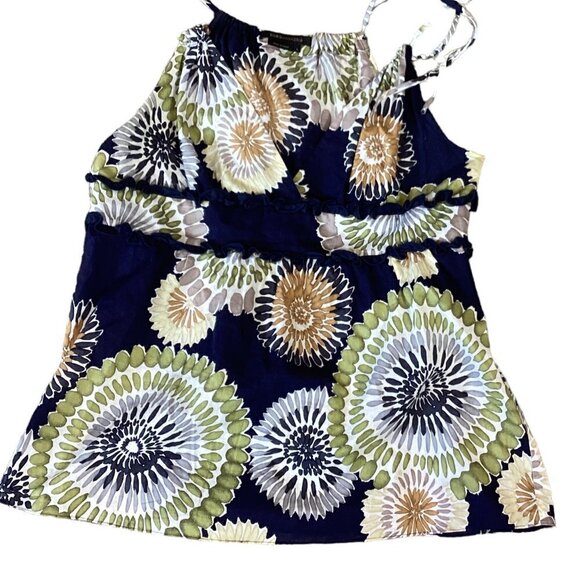 BCBGMAXAZRIA Sleeveless/Tank Top Blouse 100% Cotton Abstract Floral Blue 270A - Picture 2 of 9